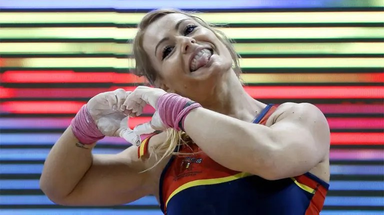 Lydia Valentín hace un gesto característico tras una prueba. Efe.