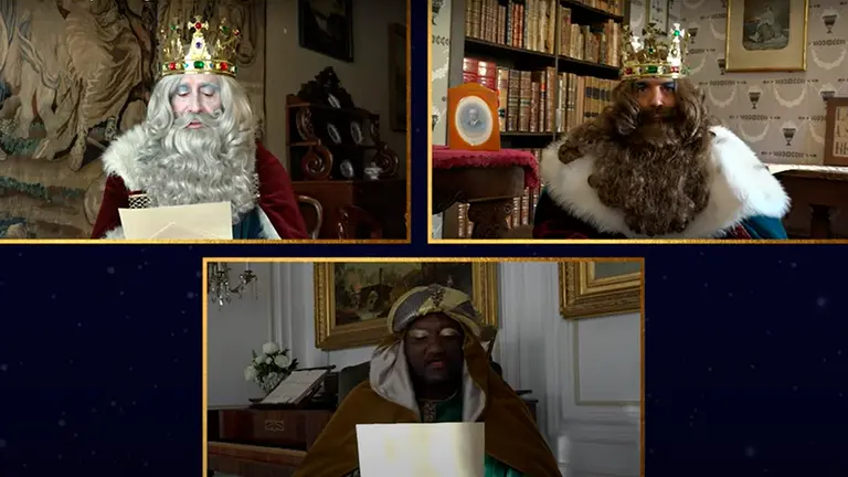 Videollamada realizada por los Tres Reyes Magos a los niños y niñas de Tafalla. CEDIDA