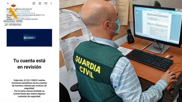 Ejemplo de correo de estafa que suplanta a una entidad bancaria GUARDIA CIVIL