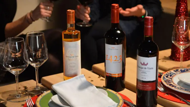 Tres de los vinos recomendados por bodegas Príncipe de Viana para esta Navidad. CEDIDA
