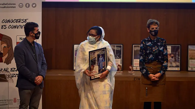 La presidenta del Gobierno de Navarra, María Chivite, preside el acto institucional con motivo del Día Internacional de las Personas Migrantes. MIGUEL OSÉS