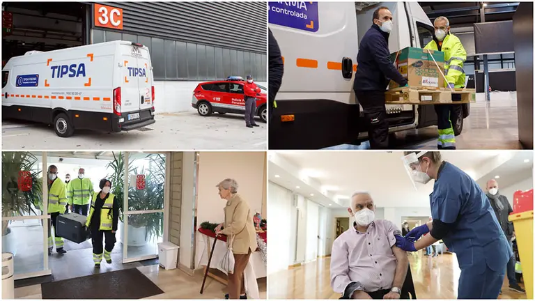 El recorrido de la vacuna en Navarra desde su llegada a Refena hasta su inyección en el primer residente de El Vergel.