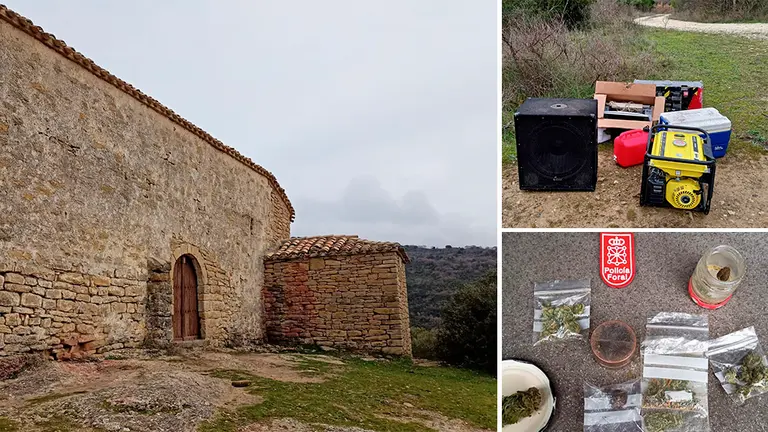 Ermita de Guirguillano en donde tuvo lugar la fiesta ilegal por la que han sido denunciados ocho jóvenes. POLICÍA FORAL