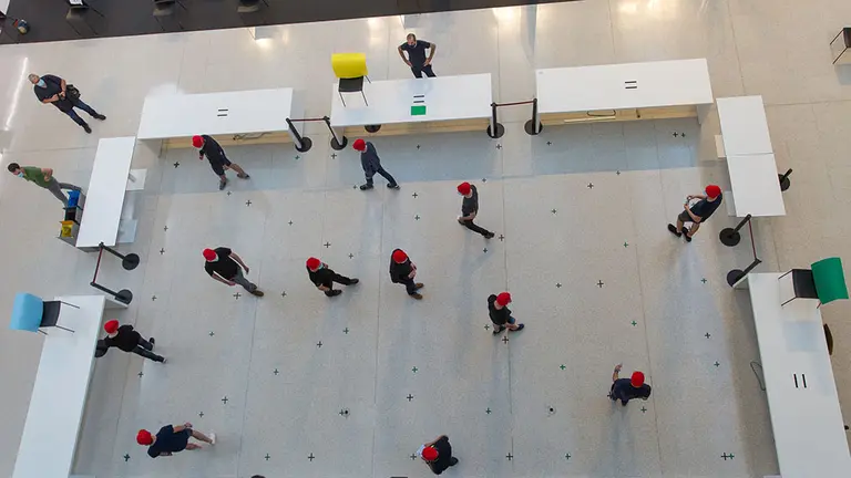 Experimento de movilidad y distancia social realizado en la Universidad de Navarra. UNAV