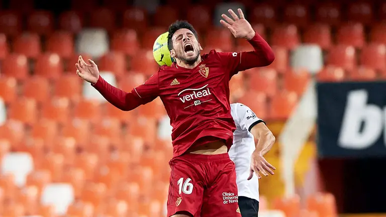 Jonathan Calleri of Osasuna during the La Liga Santander mach between Valencia and Osasuna at Estadio de Mestalla on 23 January, 2021 in Valencia, Spain