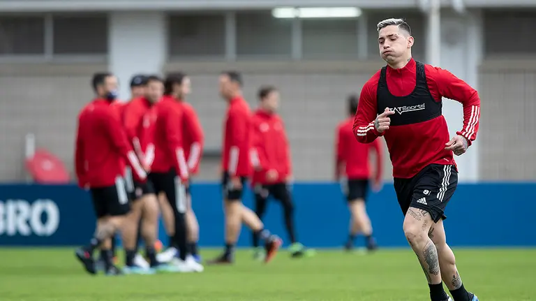 Chimy Ávila en un entrenamiento en Tajonar. CA Osasuna.