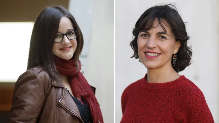 Las investigadoras y profesoras de la UPNA Paula Anzola Román (i) y Gurutze Pérez Artieda (d). UPNA