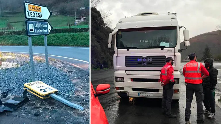 Imputado un camionero por sextuplicar la tasa de alcohol tras chocar contra un muro y darse a la fuga. POLICÍA FORAL
