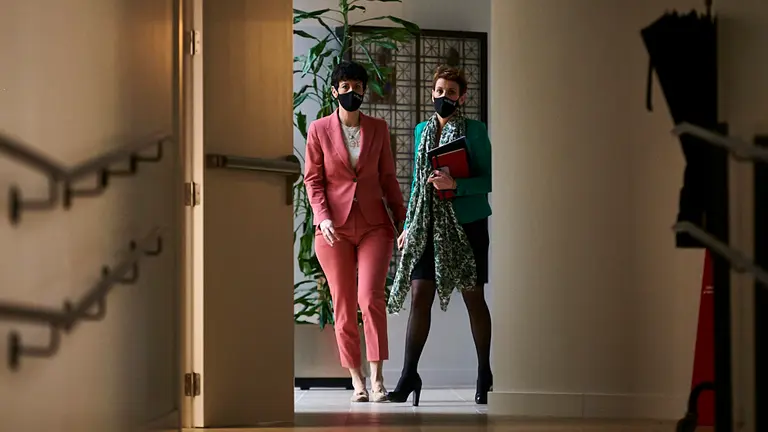 La presidenta del Gobierno de Navarra, María Chivite, preside la II Conferencia Económica del Plan Reactivar Navarra. PABLO LASAOSA