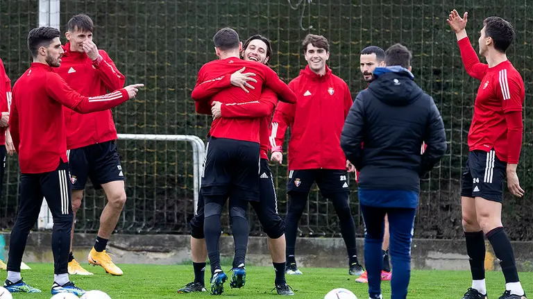 Entrenamiento de los jugadores rojillos en Tajonar. CA Osasuna.