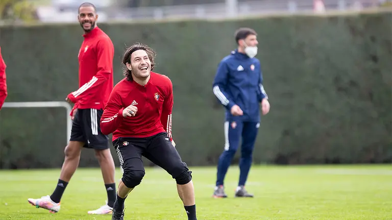 Juan Cruz en un entrenamiento en Tajonar. CA Osasuna.