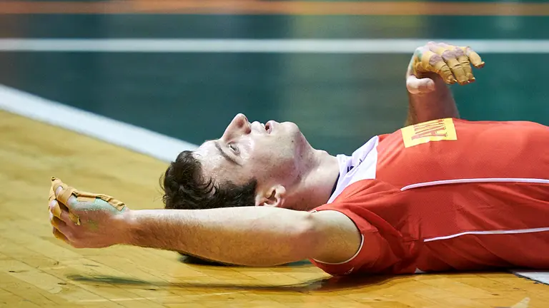 Jaka y Martija se enfrentan Peña-Albisu en el Labrit de Pamplona. PABLO LASAOSA