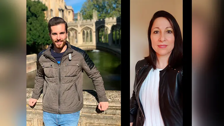 David Garciandía Igal y María Martínez Grande, dos de los tres premiados con el premio Jaime Brunet. UPNA