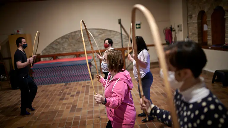 Participantes de la actividad 'Downzas' organizada por la Asociación de Síndrome de Down de Navarra. PABLO LASAOSA