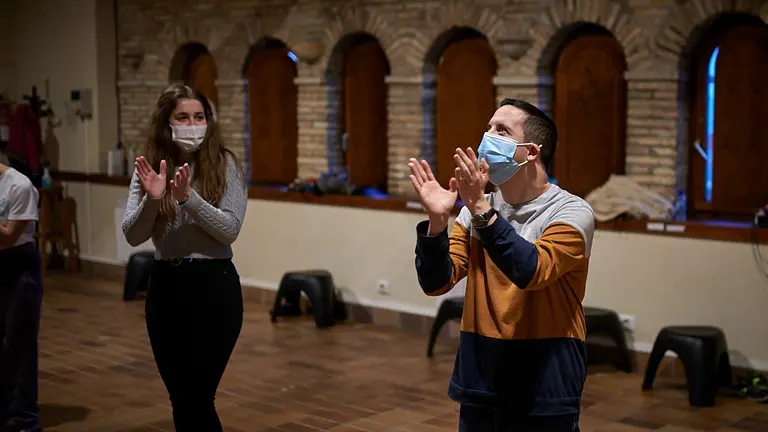 Participantes de la actividad 'Downzas' organizada por la Asociación de Síndrome de Down de Navarra. PABLO LASAOSA