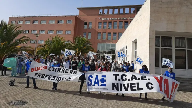Concentración de técnicos sanitarios en Pamplona. SINDICATO DE TÉCNICOS DE ENFERMERÍA