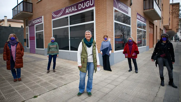 La candidata a la Coordinación Autonómica de Podemos en Navarra, Neniques Roldán, presenta su lista al Consejo Ciudadano Autonómico del partido. MIGUEL OSÉS