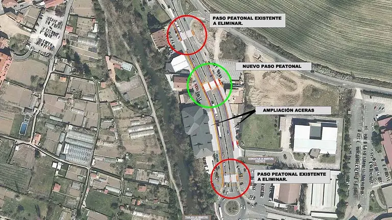 Algunas de los obras programadas en la ronda de Pamplona (PA-30), a la altura de Huerte. GOBIERNO DE NAVARRA