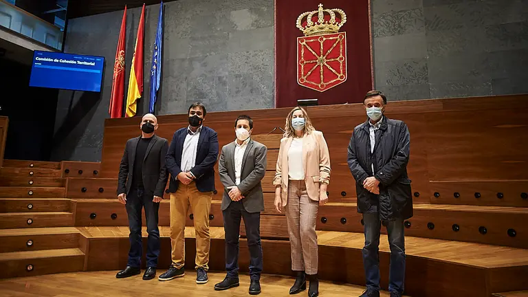 Sesión de trabajo para que el presidente de la Federación Navarra de Municipios y Concejos (FNMC), Juan Carlos Castillo, exponga el documento 'Propuestas para la inclusión de proyectos de las entidades locales de Navarra en el Plan Next Generation'. PABLO LASAOSA