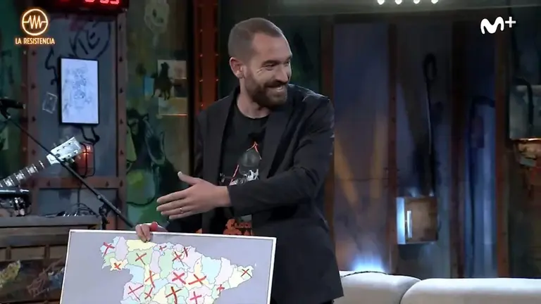 El cómico Jorge Ponce, de La Resistencia en Movistar+, durante el programa. MOVISTAR