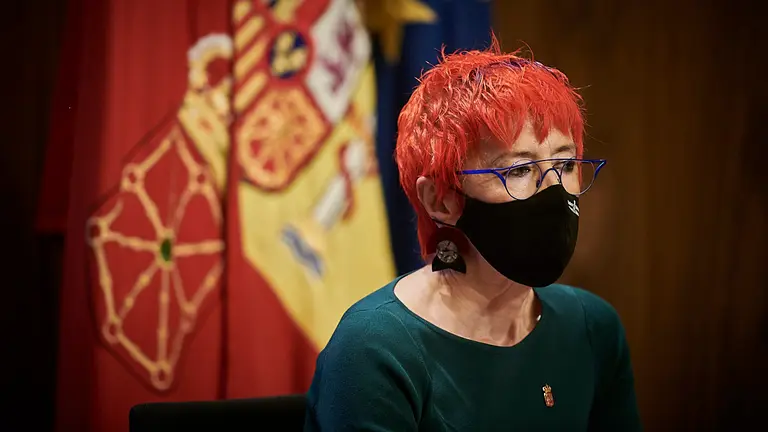 Rueda de prensa tras la habitual sesión de Gobierno en la que comparecen Javier Remírez y Santos Indurain. PABLO LASAOSA