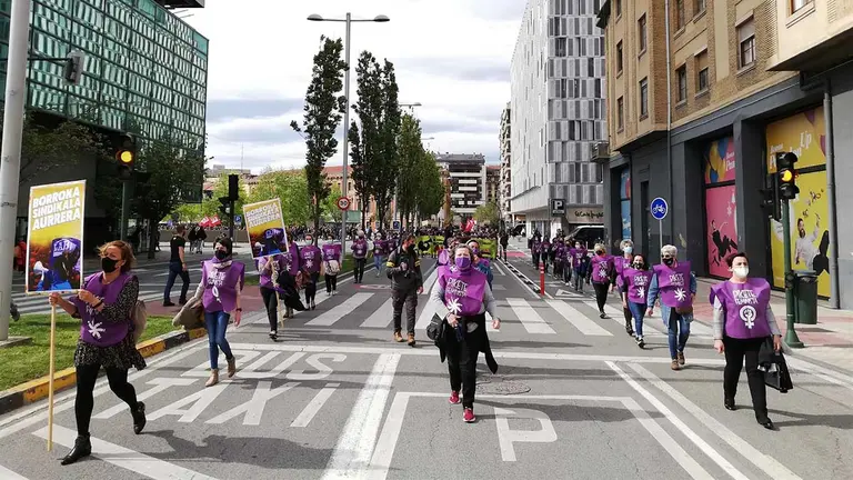 Manifestación en Pamplona contra la detención de seis sindicalistas de LAB. EUROPA PRESS