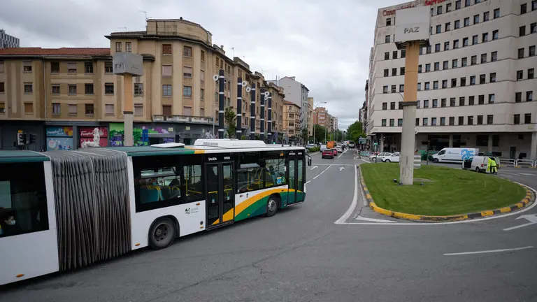 Plaza de la Paz de Pamplona durante la crisis del coronavirus. MIGUEL OSÉS