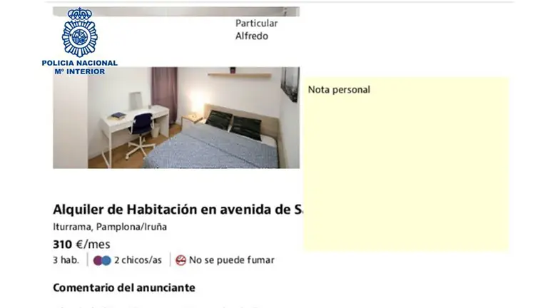 Uno de los falsos anuncios que 'vendía' el detenido a través de internet. POLICÍA NACIONAL