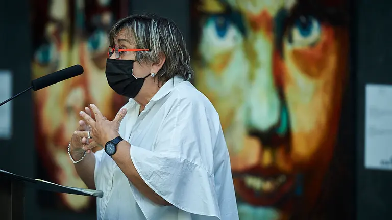 Marisa de Simón, de Izquierda-Ezkerra, interviene en el Parlamento. PABLO LASAOSA