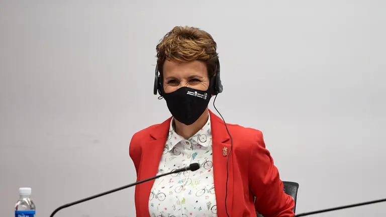 Comisión de Régimen Foral del Parlamento en la que comparece la presidenta, María Chivite, para explicar el último informe emitido por la Cámara de Comptos en relación con la gestión del Covid-19 por la Administración de la Comunidad foral. MIGUEL OSÉS