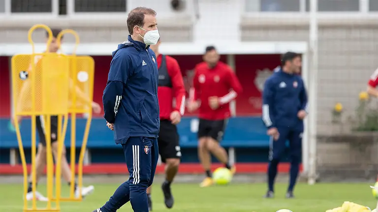 Entrenamiento del equipo rojillo en Tajonar con Jagoba Arrasate. CA Osasuna.
