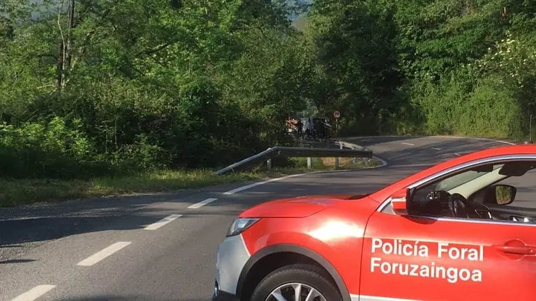 Accidente mortal de un ciclista tras ser atropellado en la N-121-B, km 68. POLIC&Iacute;A FORAL