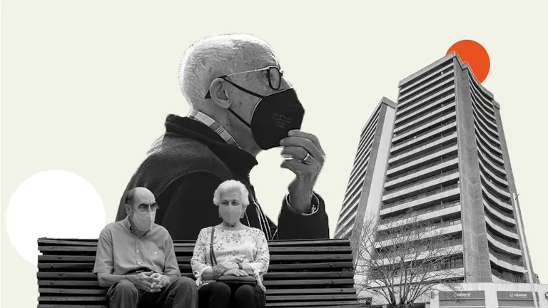 El envejecimiento de la población, un problema en algunos barrios de Pamplona. MONTAJE