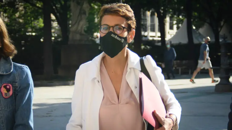 La presidenta de Navarra, Maria chivite durante el pleno del Parlamento. MEAGN WALLS