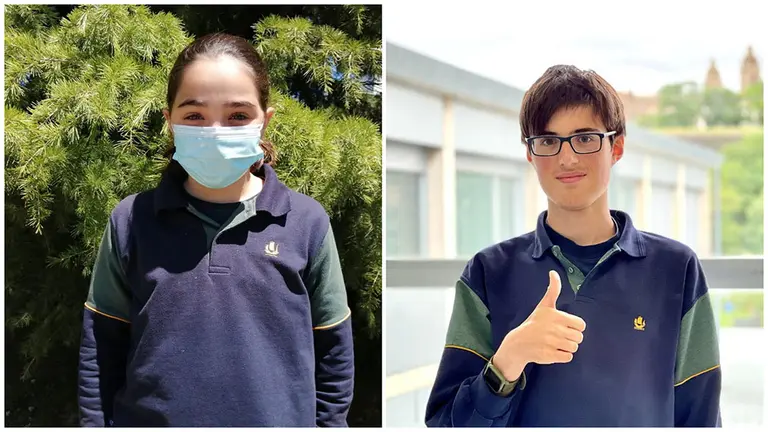 Mercedes Arrosagaray, de Miravalles y Jonás Esquirzo, de El Redín, Campeones del Mundo en el XV Campeonato Internacional de Cálculo Mental. CEDIDA