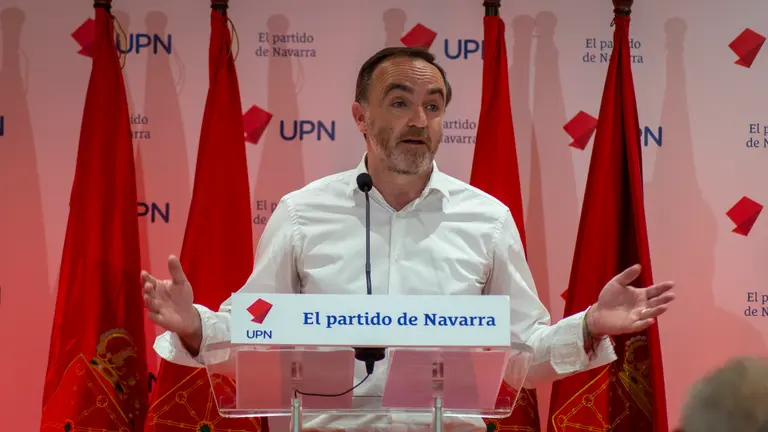  El presidente de UPN, Javier Esparza, interviene en la asamblea general de afiliados. MEGAN WALLS