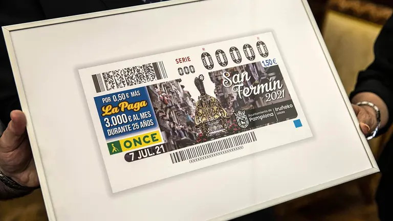 Cupón de la ONCE dedicado a San Fermín. AYUNTAMIENTO DE PAMPLONA