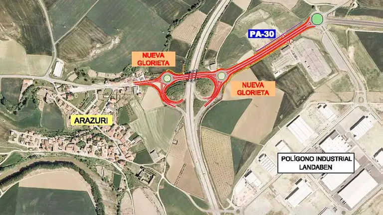 Obras de mejora en la carretera NA-700 entre Orkoien y Arazuri. GOBIERNO DE NAVARRA