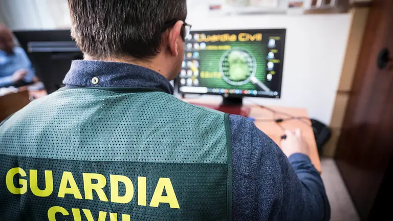 Un agente de la Guardia Civil investiga una estafa cometida a través de internet. GUARDIA CIVIL