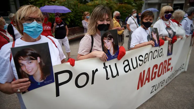 Lunes Lilas celebra un acto en recuerdo de Nagore Laffage en el decimotercer aniversario de su asesinato. MIGUEL OSÉS