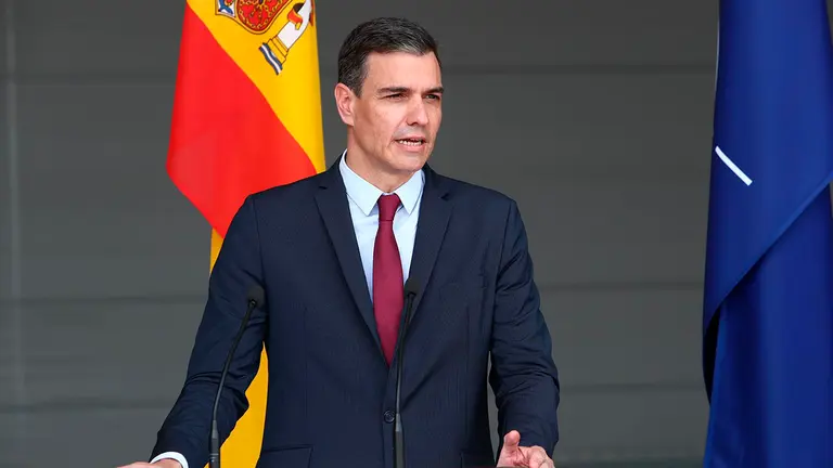 El presidente del Gobierno, Pedro Sánchez, en Lituania. POOL MONCLOA/FERNANDO CALVO
