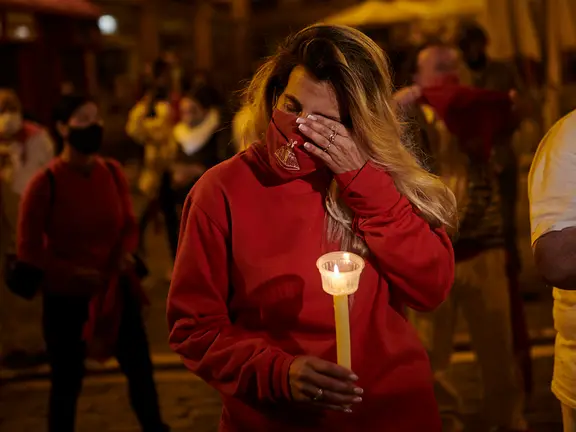 Celebración del “Pobre de mi” en los no sanfermines de 2021. PABLO LASAOSA