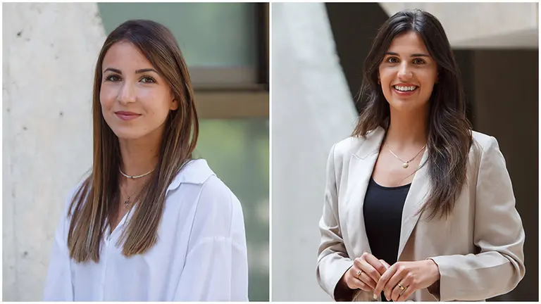 Maite Barguilla Sanclaudio y Amaya Tanco Latienda, de cuarto curso del Programa Internacional del Doble Grado en Administración y Dirección de Empresas y Derecho, ganadoras del II Premio al mejor trabajo fin de estudios del título propio Experto universitario en gestión de empresa familiar. UPNA