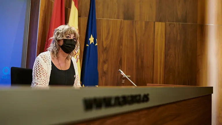 Javier Remírez y Ana Ollo ofrecen rueda de prensa para informar sobre los asuntos tratados en la sesión de Gobierno. PABLO LASAOSA