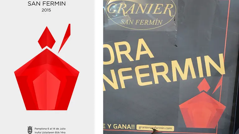 El cartel original elaborado por Xabier Iriarte, de Lady Moustache, y la utilización por parte de Granier. LADY MOUSTACHE