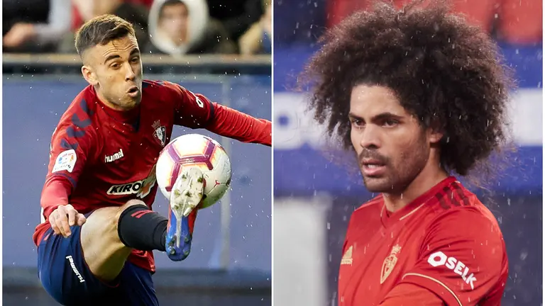 Imagen de los jugadores de Osasuna Aridane y Rober Ibáñez. ARCHIVO