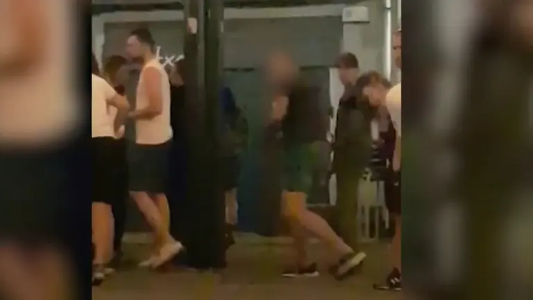 Un joven de Pamplona lanza varias latas a una patrulla de la Policía Foral en Echarri Aranaz. POLICIA FORAL