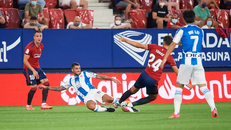 Primer partido de la temporada 2021/2022 disputado entre Osasuna y Espanyol en el estadio de El Sadar de Pamplona, con la presencia de la aficion rojilla por primera vez en año y medio. MIGUEL OSÉS