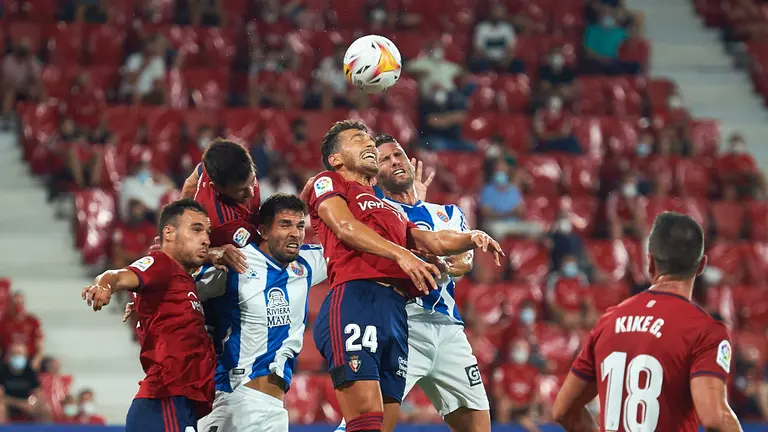 Primer partido de la temporada 2021/2022 disputado entre Osasuna y Espanyol en el estadio de El Sadar de Pamplona, con la presencia de la aficion rojilla por primera vez en año y medio. MIGUEL OSÉS