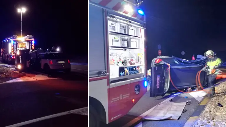 Accidente en la N-121, en Olite, con dos conductores heridos BOMBEROS DE NAVARRA